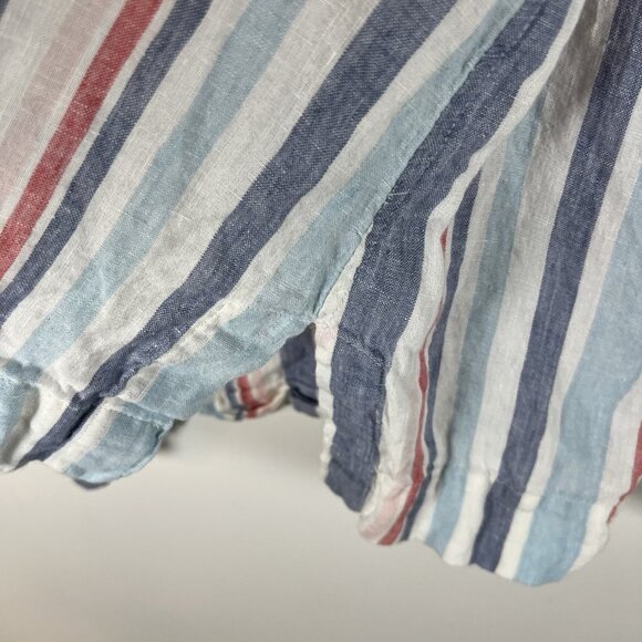 LL Bean Hoodie Womens XL‎ Blue Pink White Striped Linen Drawstrings Thin Coastal - Picture 5 of 10